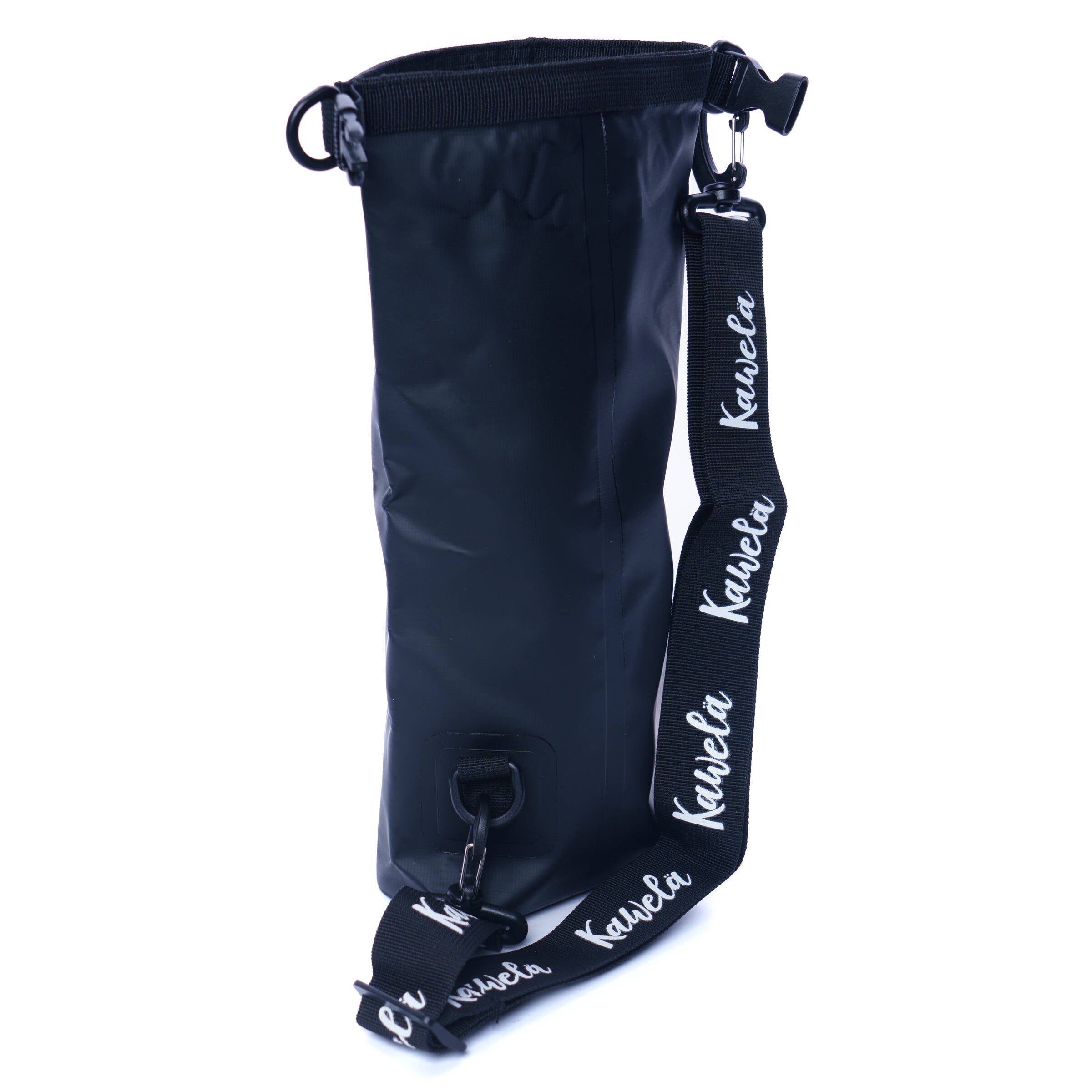 Sac étanche SAN LORENZO de la marque KAWELÄ, en tissu noir, avec fermeture résistante, idéal pour activités outdoor.
