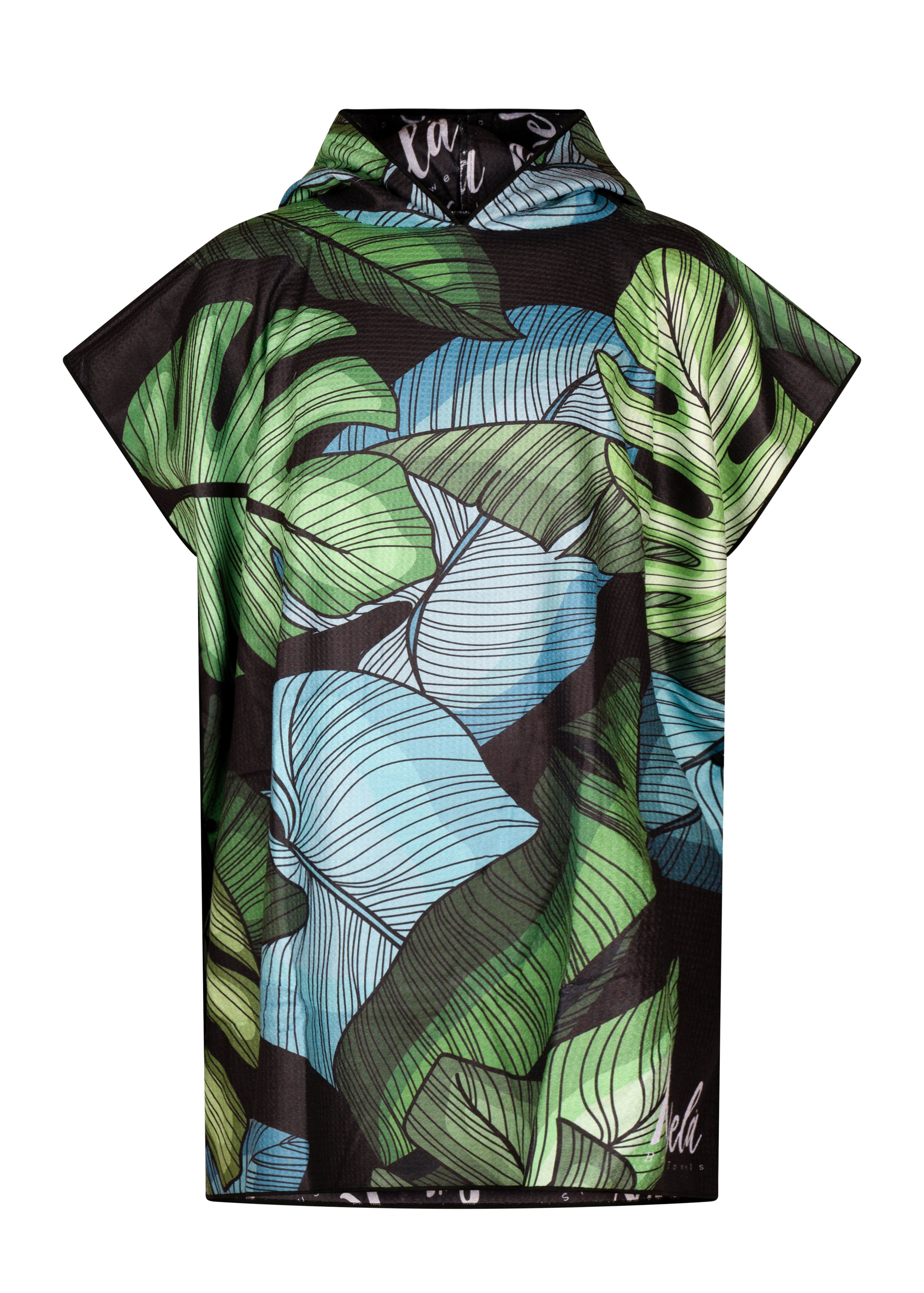 Poncho KAWELÄ Laguna Beach en tissu léger avec motif coloré, parfait pour un style décontracté et confortable.