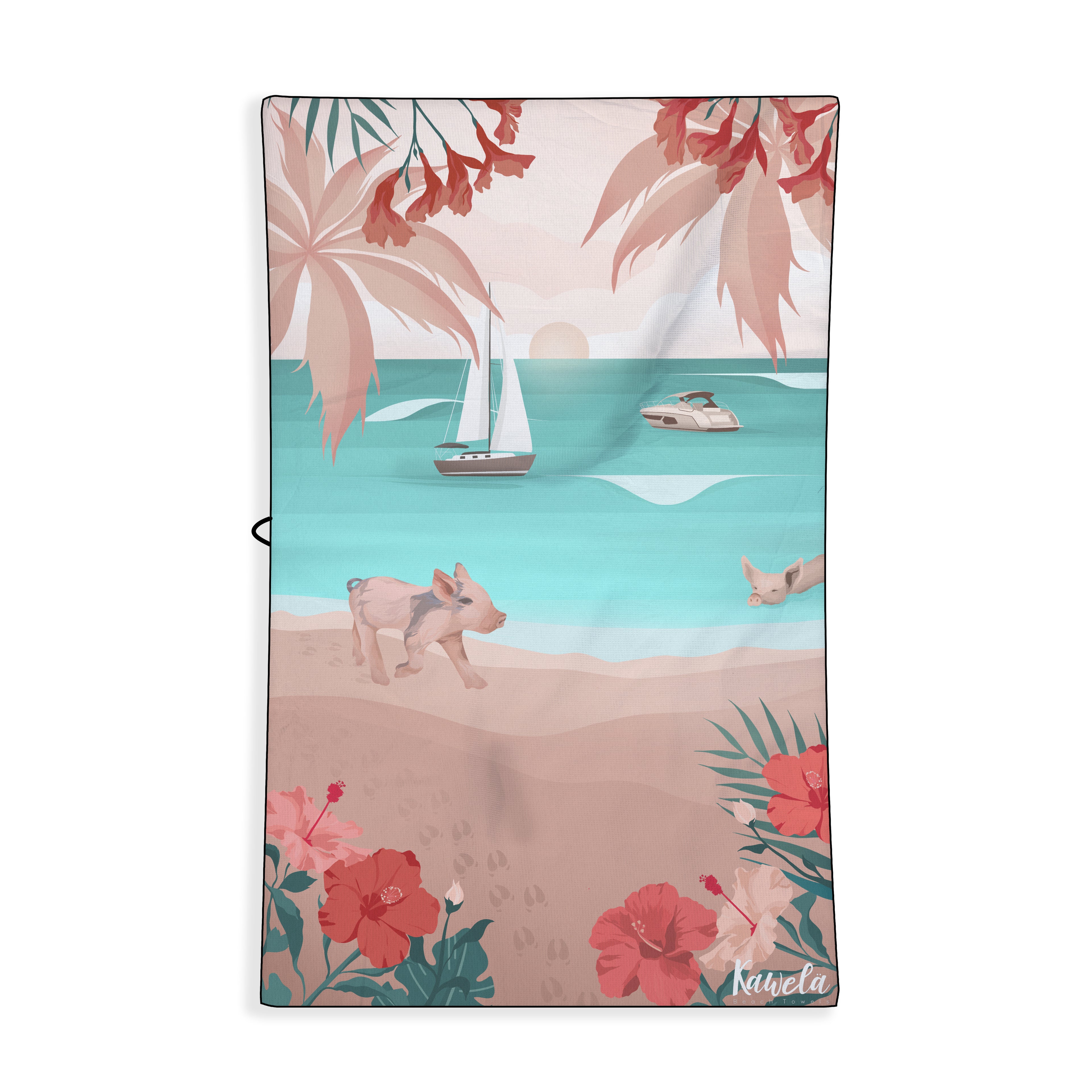 Serviette de plage KAWELÄ Major CAY avec motif coloré, tissu doux et léger pour la plage ou la piscine.