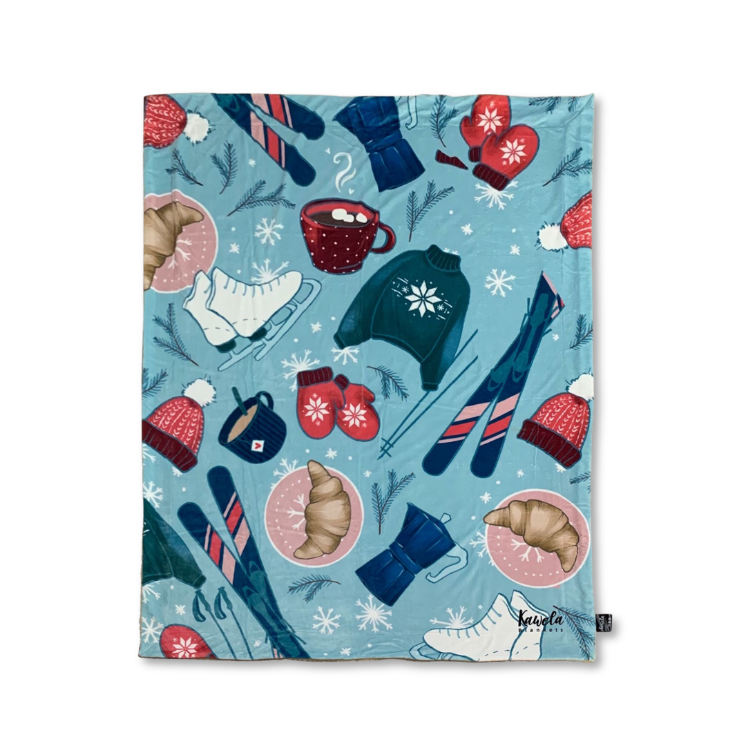 Couverture XL ASPEN de Kawelä, douce et chaude, avec motif élégant en tissu épais visible sur l&