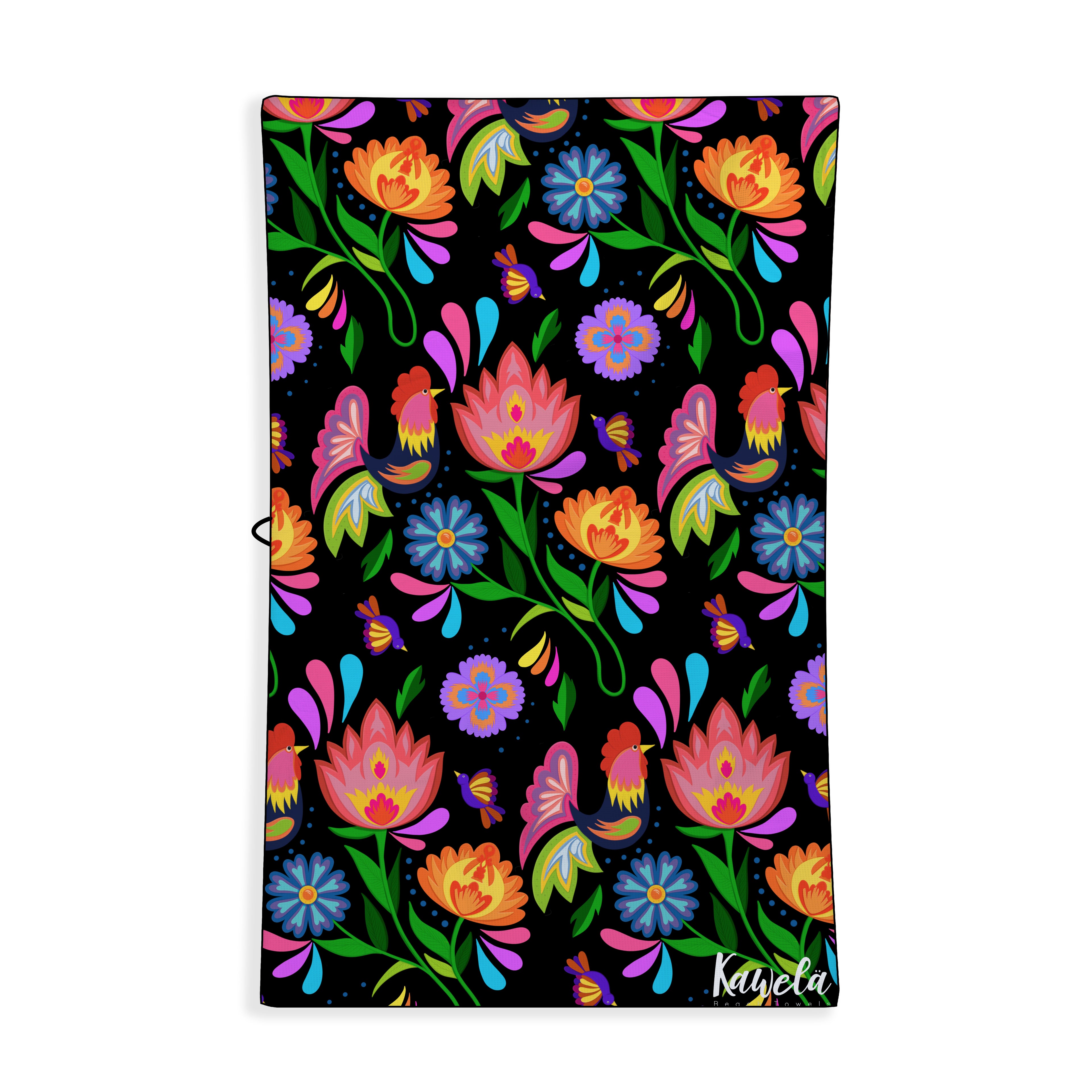 Serviette de plage Cancun de la marque Kawelä, colorée avec motif tropical, idéale pour la plage et les activités estivales.