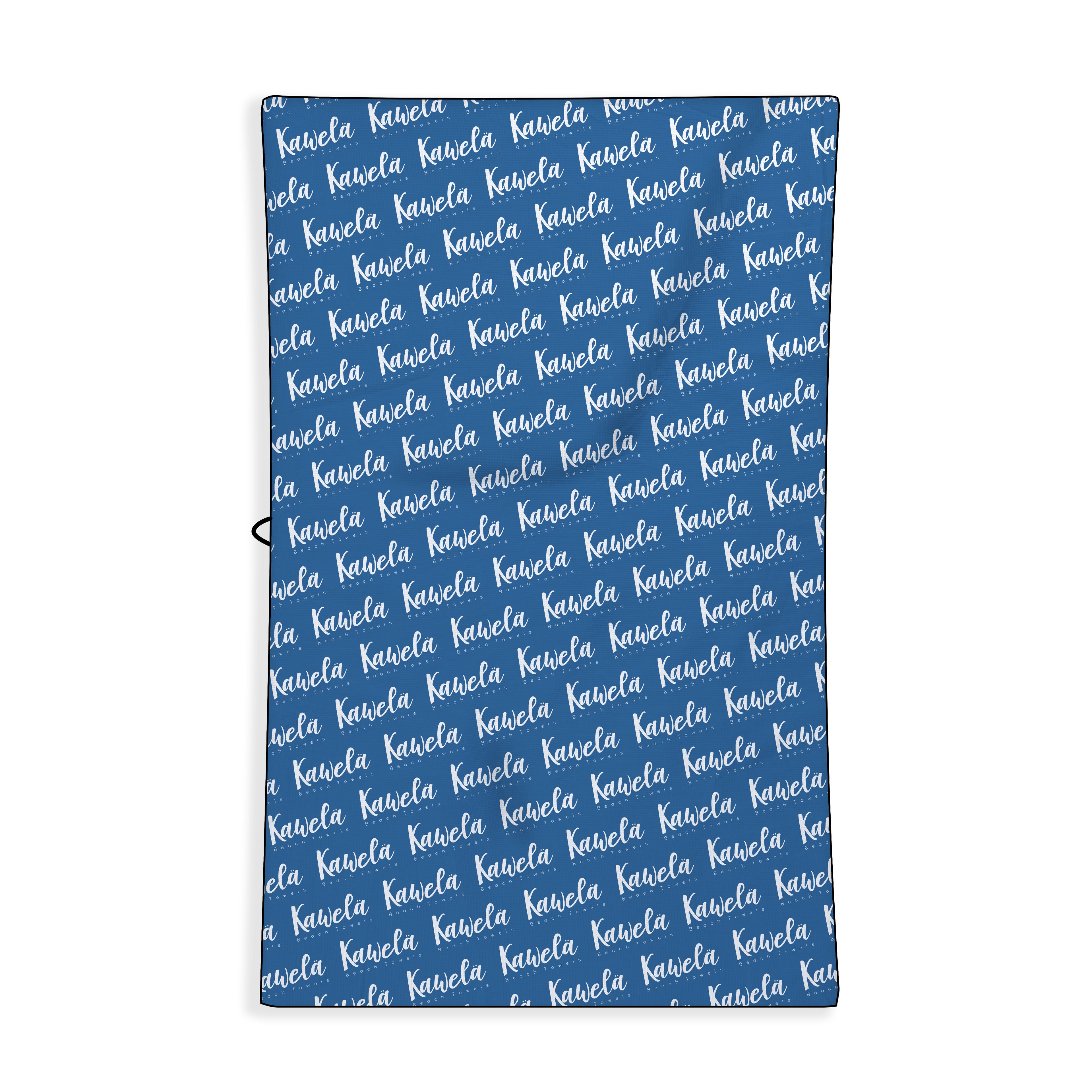 Serviette de plage Capri de la marque Kawelä, vue de dos avec motif coloré et tissu absorbant.