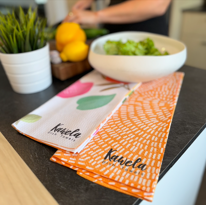 Linges à vaisselle KAWELÄ Florence, tissu absorbant et doux, affiché en couleur claire pour un nettoyage efficace.