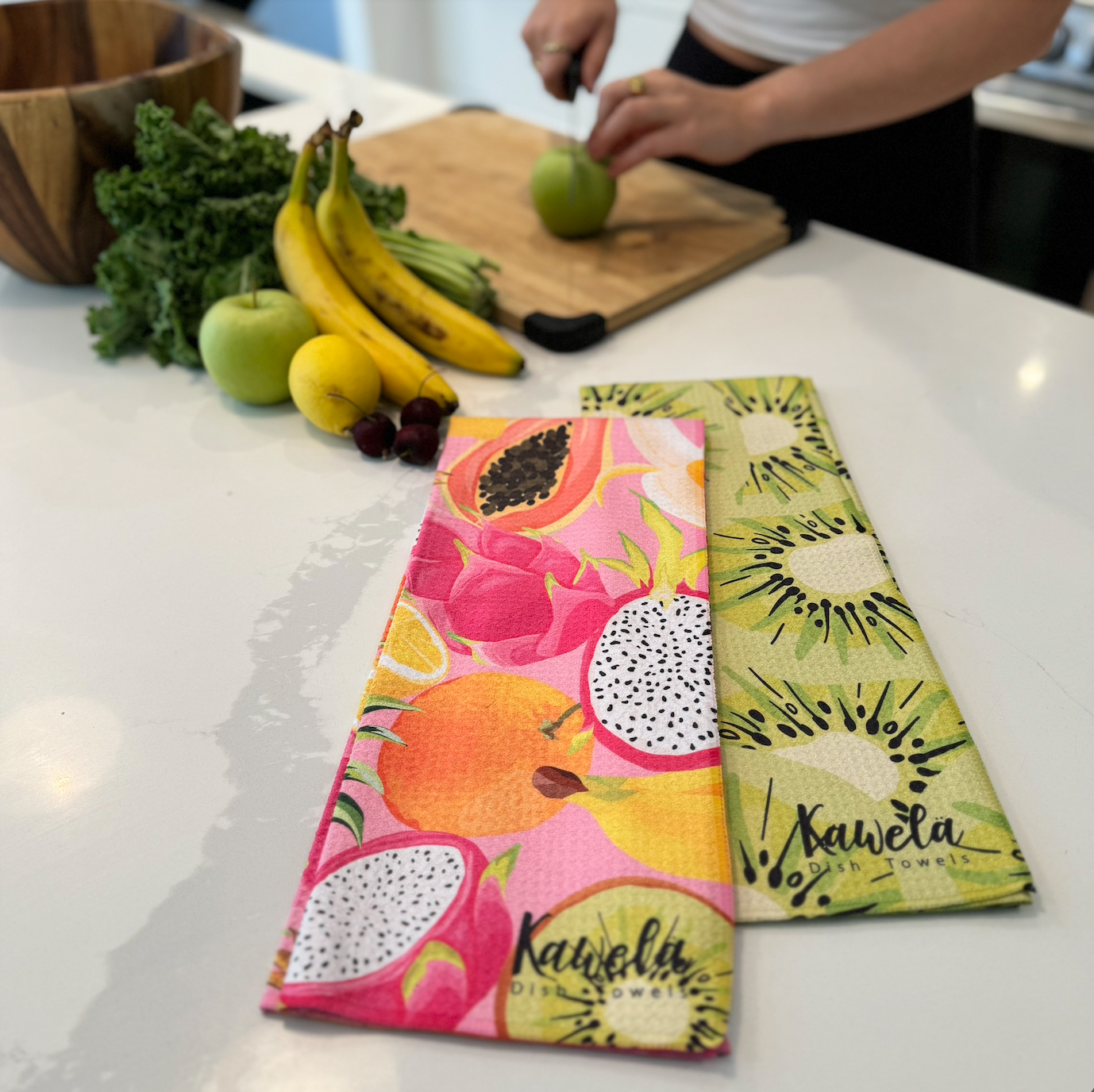 Linges à vaisselle KAWELÄ SIESTA KEY avec motifs colorés, parfait pour sécher la vaisselle avec style.
