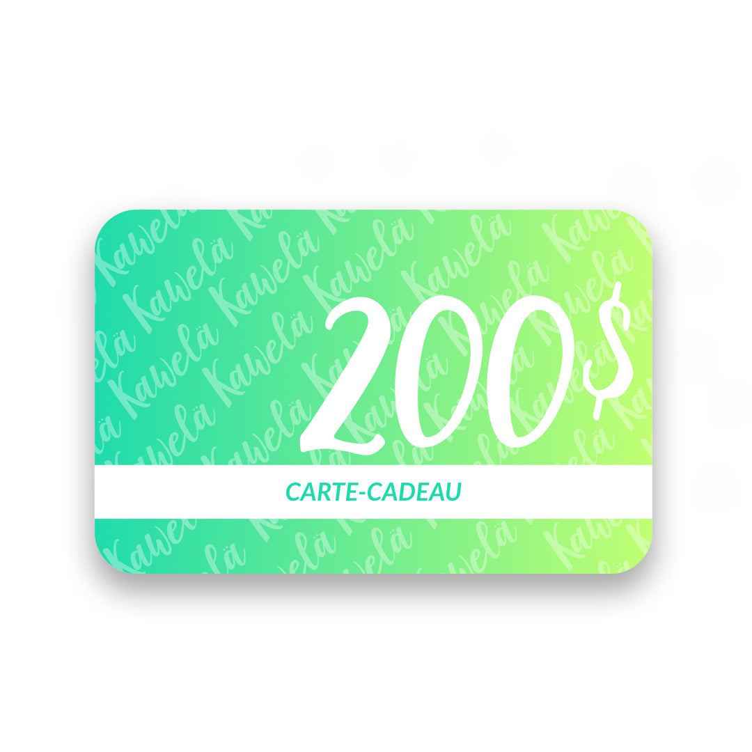 Carte-cadeau Kawelä élégante avec motif floral, idéale pour offrir une expérience de shopping.