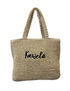 Sac fourre-tout KAWELÄ ESSAOUIRA beige avec motif carré, grand sac pratique en toile pour accessoires et usage quotidien.