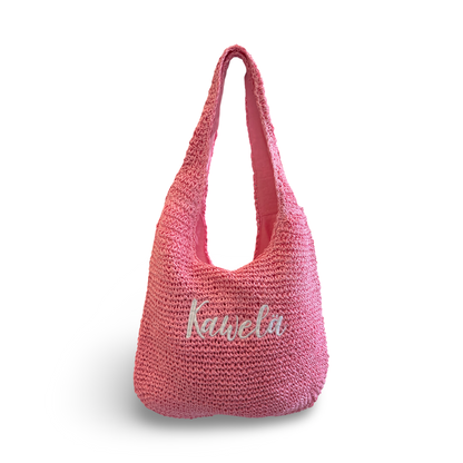 Sac fourre-tout KAWELÄ Essouira en toile avec poignées en cuir, motif coloré et spacieux pour un style décontracté.