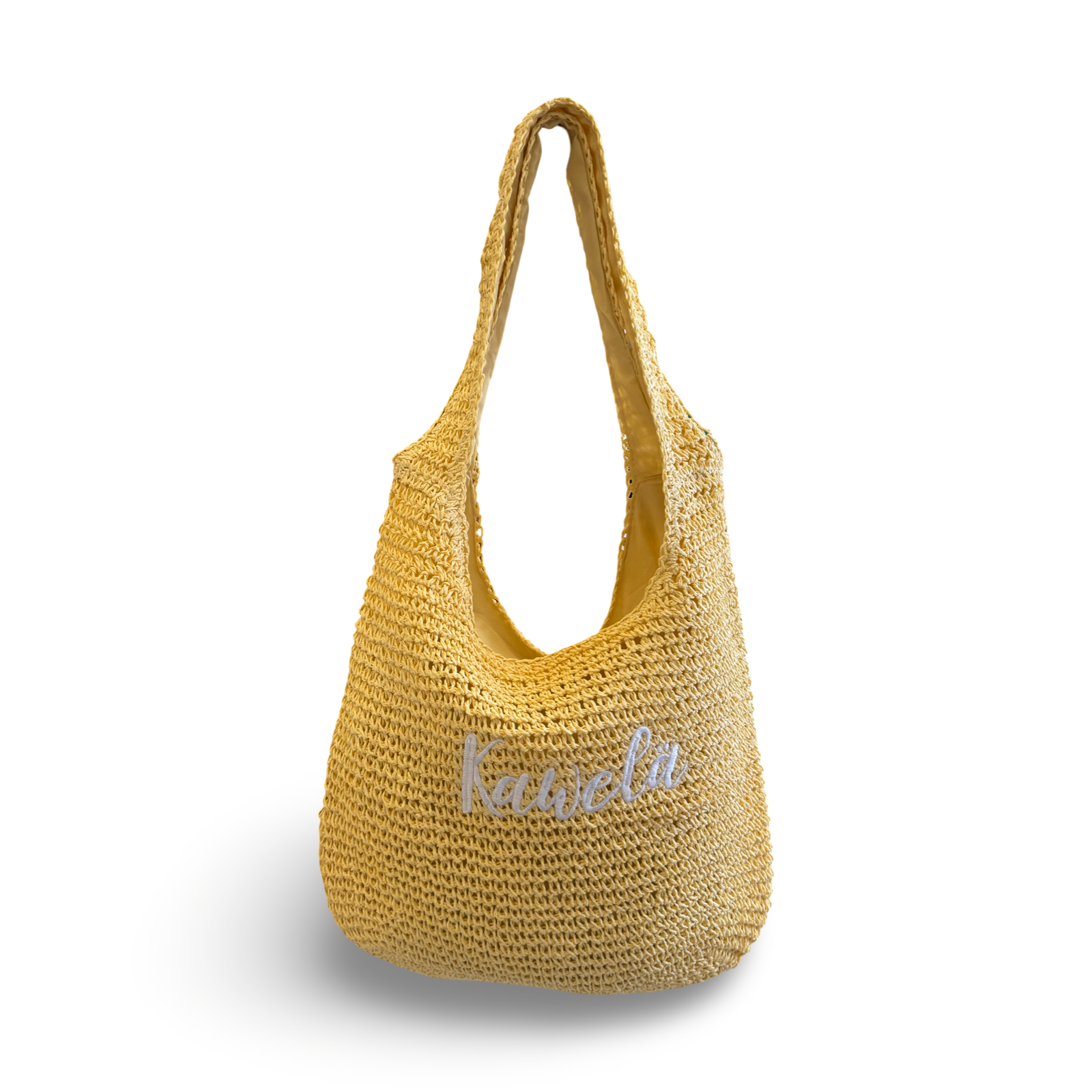 Sac fourre-tout KAWELÄ ESSAOUIRA en toile avec poignées en cuir, vue de face avec détails de la texture et des poignées.