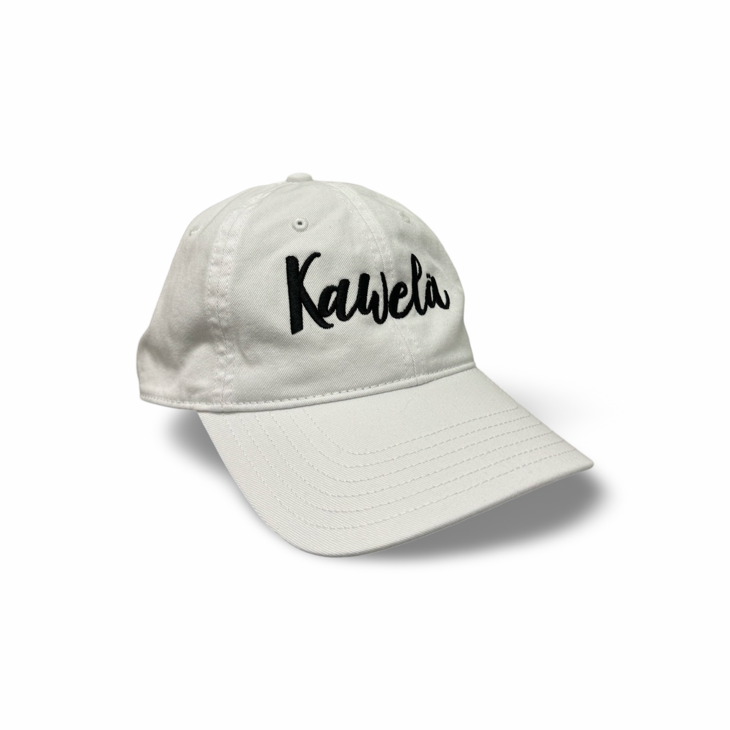Casquette KAWELÄ 2.0 en tissu noir avec logo brodé, vue de face, style décontracté et tendance.