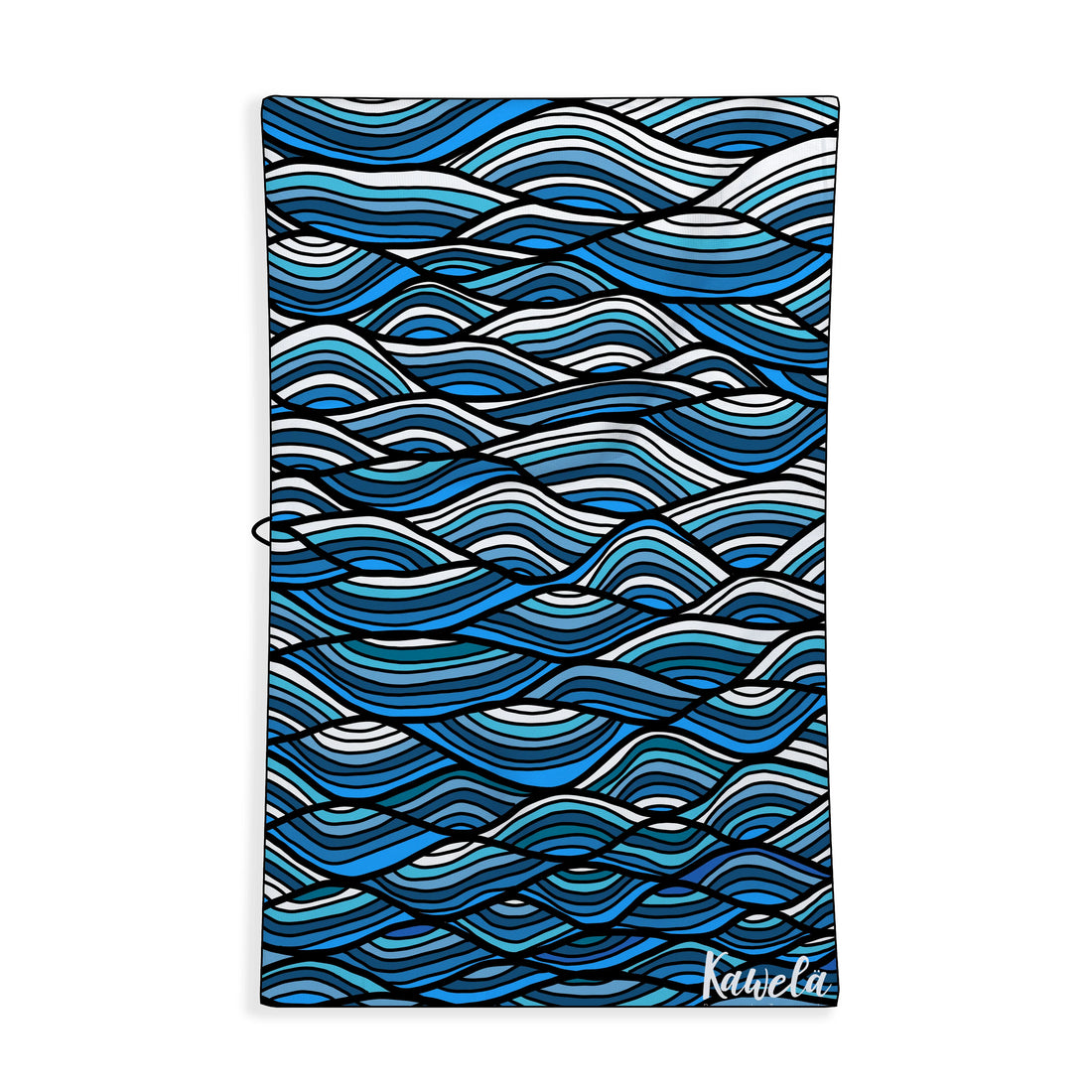 Serviette de plage Jacksonville de la marque Kawelä, motif coloré avec logo, idéale pour la plage ou la piscine.