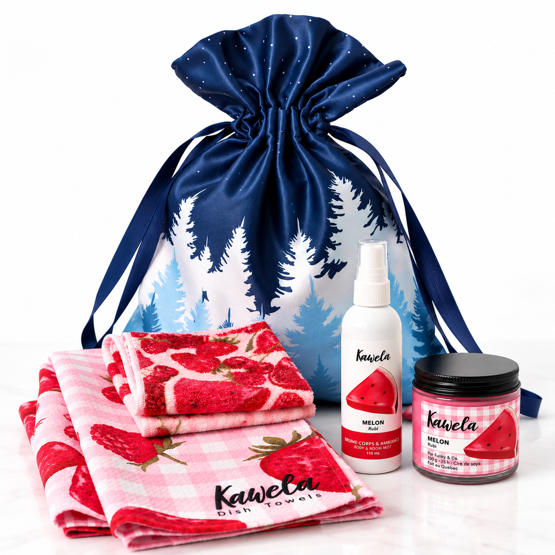 Coffret cadeau Kawelä Plaisir à partager, assortiment de soins parfumés à la pastèque