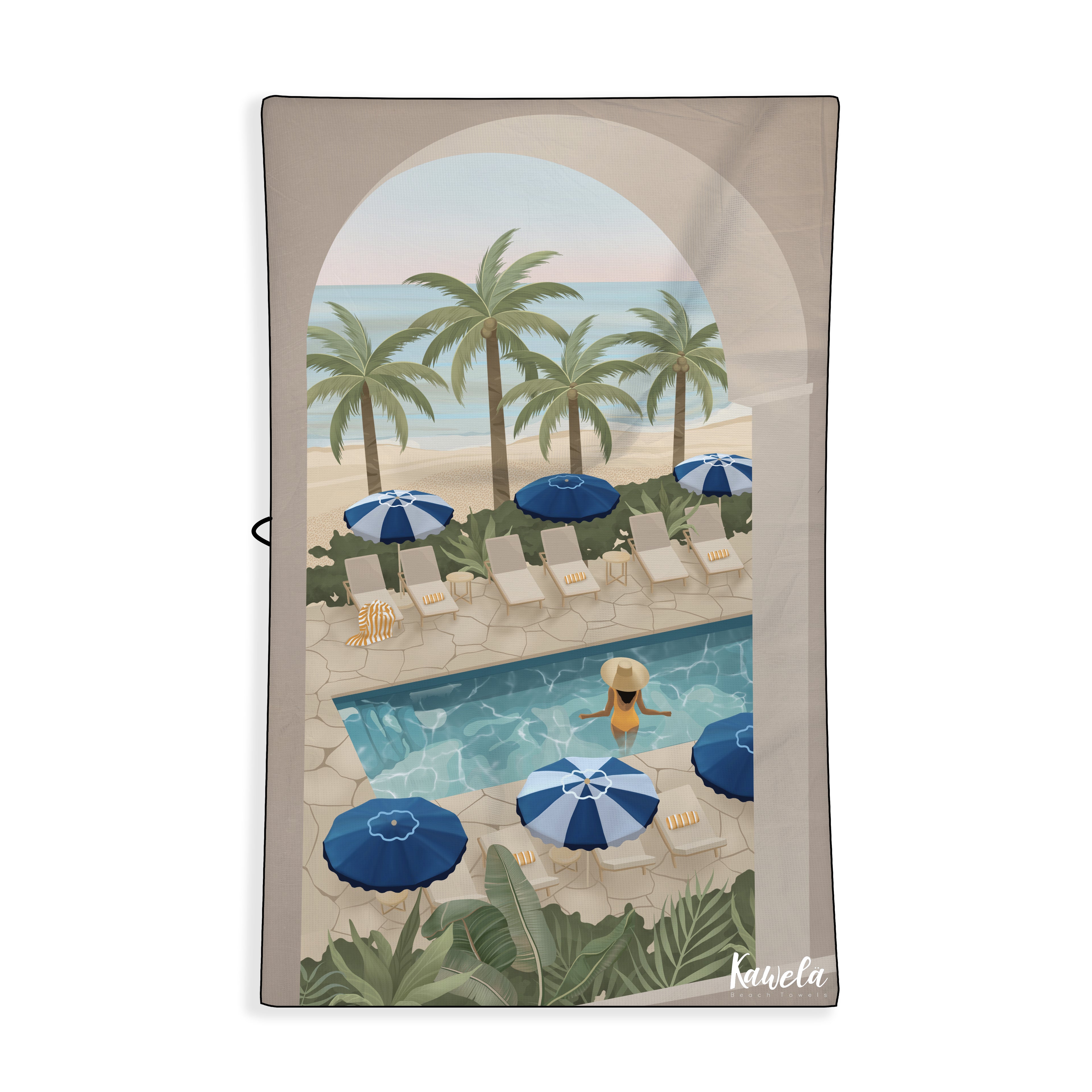 Serviette de plage Ko Samoui de la marque Kawelä avec motif coloré et grande surface pour la détente à la plage.