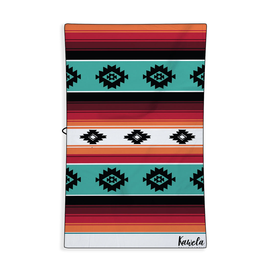 Serviette de plage KAWELÄ Kwatna PEAK avec motif coloré, douce et absorbante, idéale pour la plage ou la piscine.