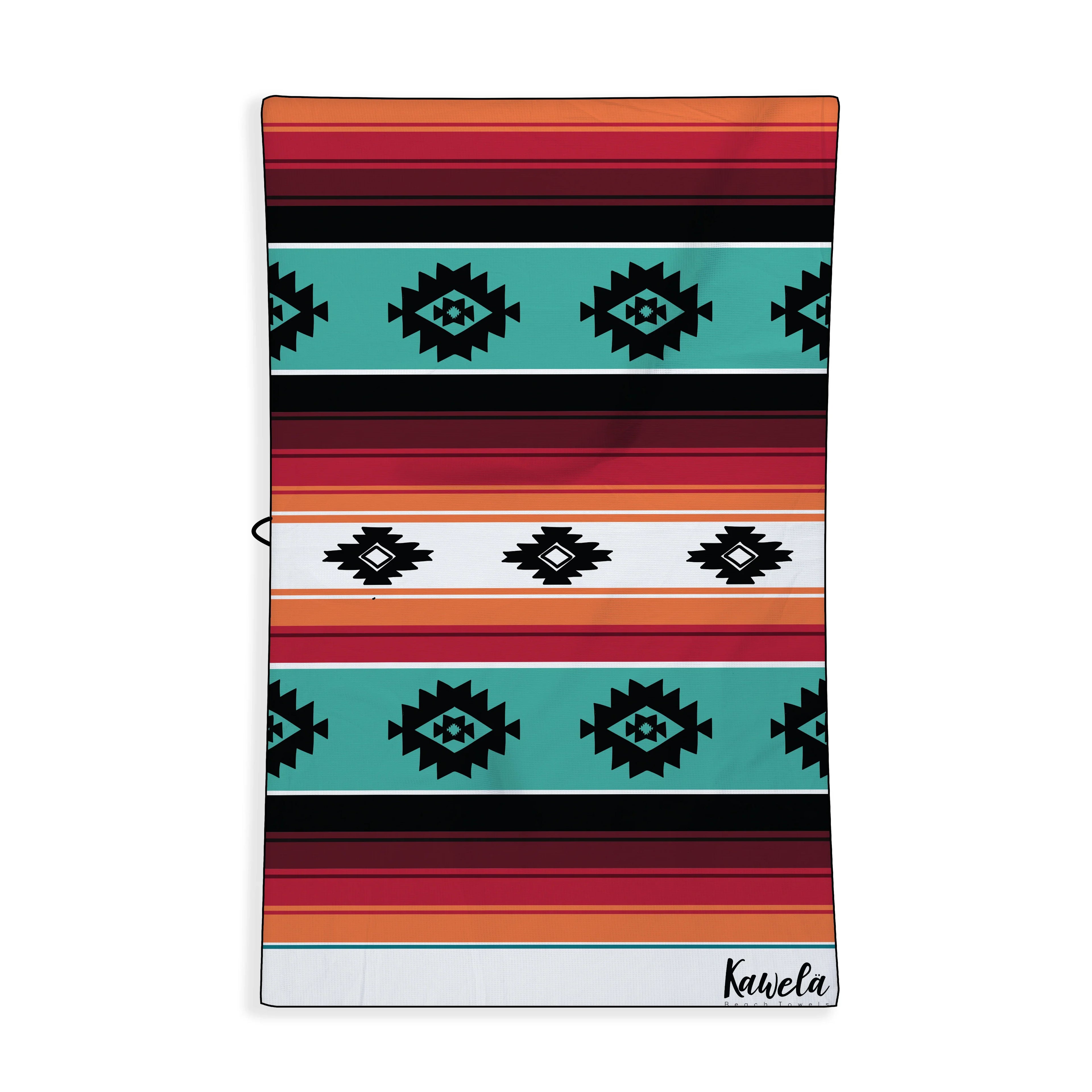 Serviette de plage KAWELÄ Kwatna PEAK avec motif coloré, douce et absorbante, idéale pour la plage ou la piscine.