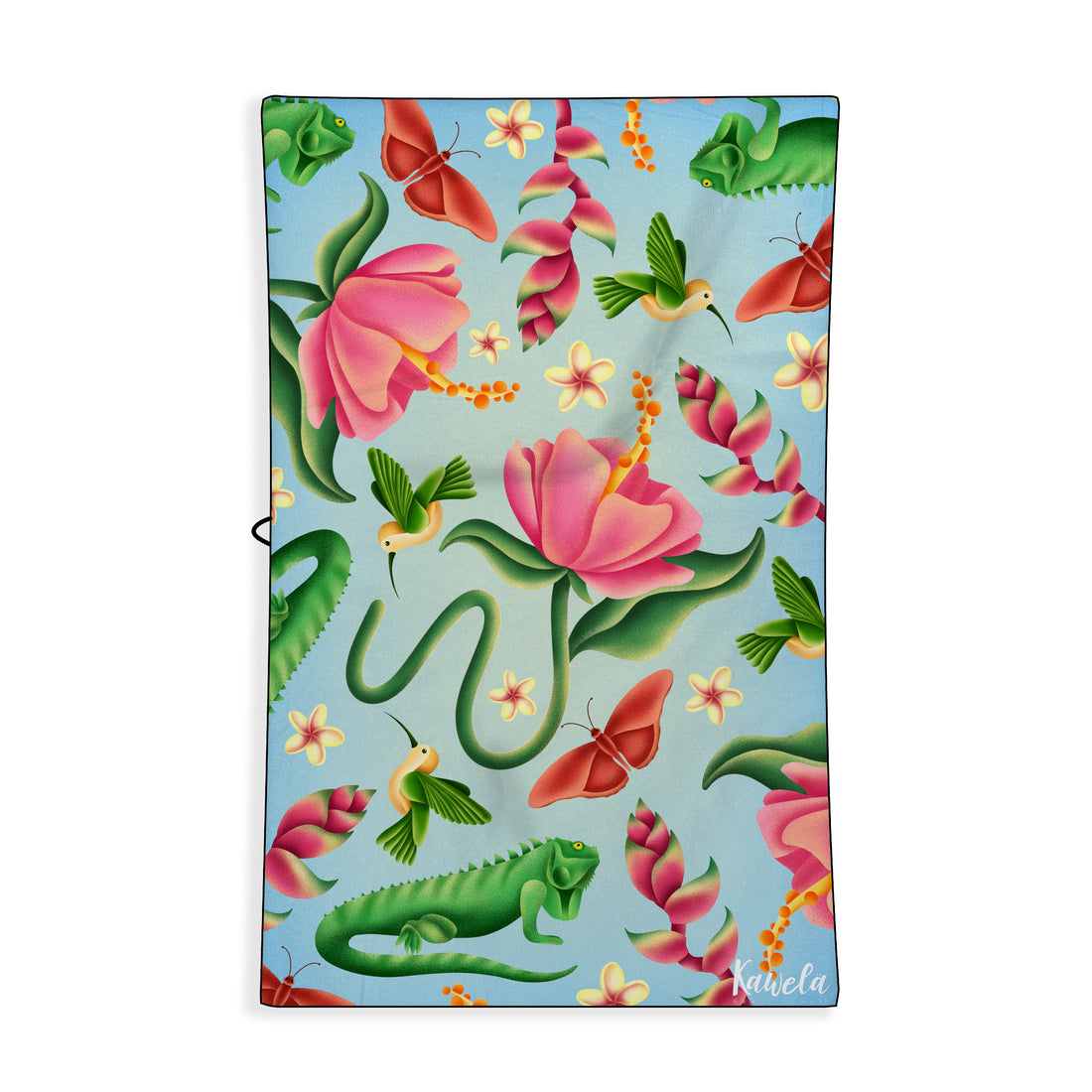 Serviette de plage KAWELÄ Le Vauclin avec motif coloré, douce et absorbante pour la plage ou la piscine.