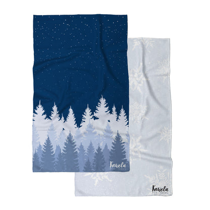 Linges à vaisselle PÔLE NORD de la marque KAWELÄ, décor Noël avec motifs festifs et couleurs vives.