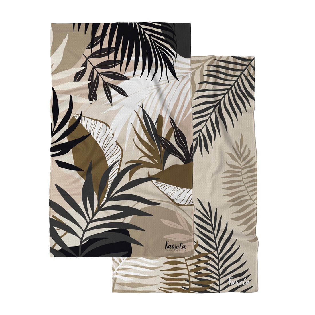 Linge à vaisselle Pasadena de la marque Kawelä avec motifs colorés, parfait pour sécher la vaisselle avec style.