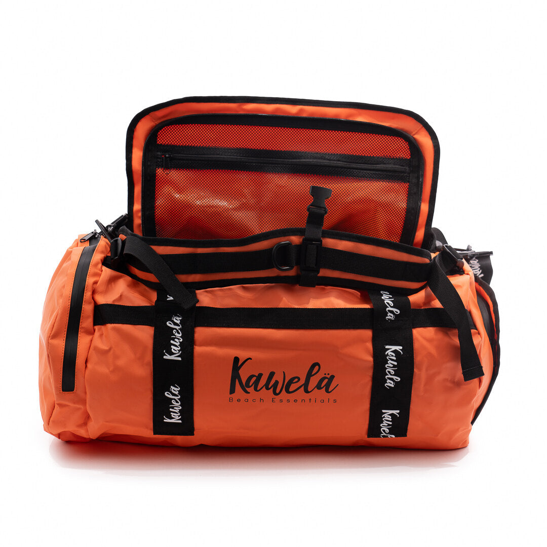 Sac de voyage KAWELÄ YUMA, en tissu résistant, avec poignées et fermeture éclair visible, prêt pour l&