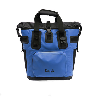 Sac à dos glacière KAWELÄ Tahoe 25L avec isolation pour conserver les aliments au frais, vue de face avec fermeture et poches.