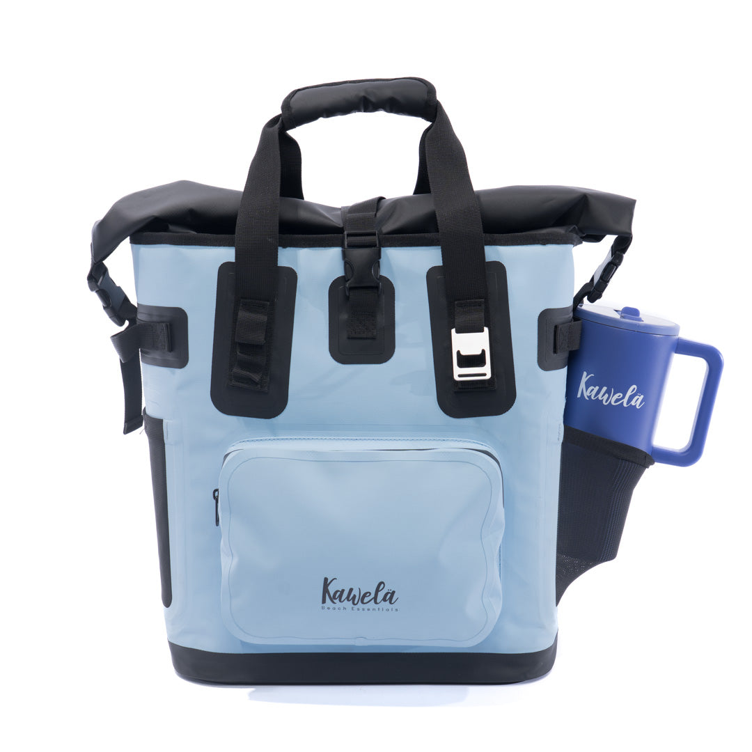 Sac à dos glacière KAWELÄ BONDI 25L avec isolation pour boissons et aliments, en tissu durable, idéal pour les activités extérieures.