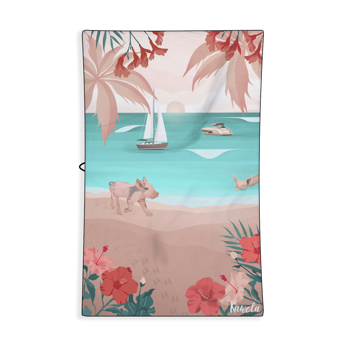 Serviette de plage KAWELÄ Major CAY avec motif coloré, tissu doux et léger pour la plage ou la piscine.