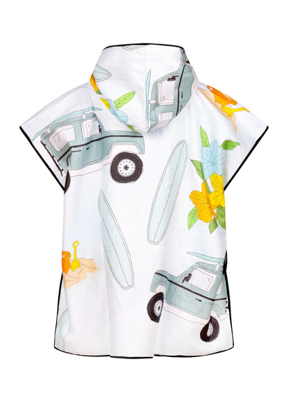 Poncho pour enfants KAWELÄ MAKAHA en tissu coloré avec capuche, parfait pour l&