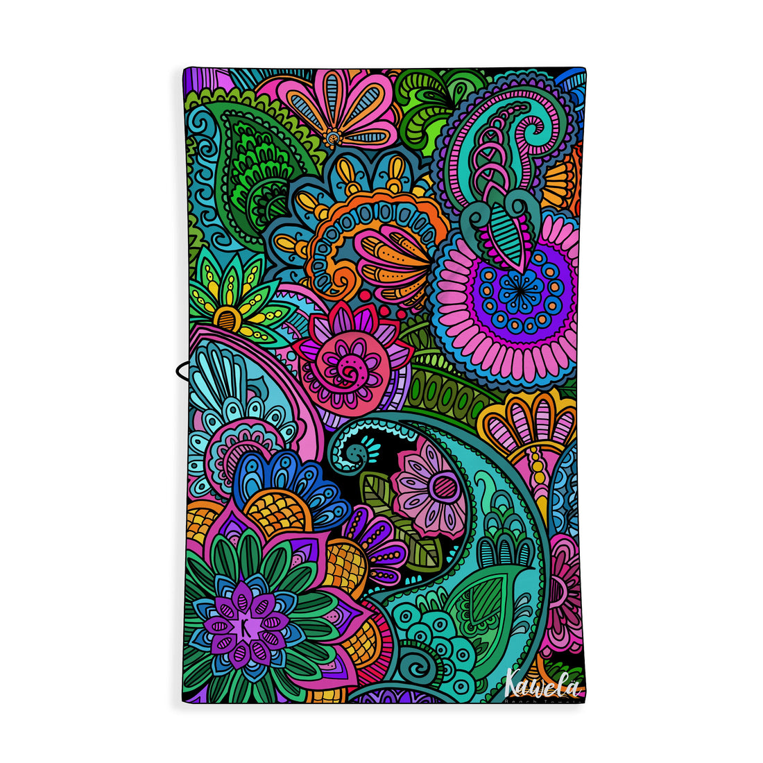 Serviette de plage Orlando de la marque Kawelä, design coloré et motif tropical, idéale pour la plage ou la piscine.