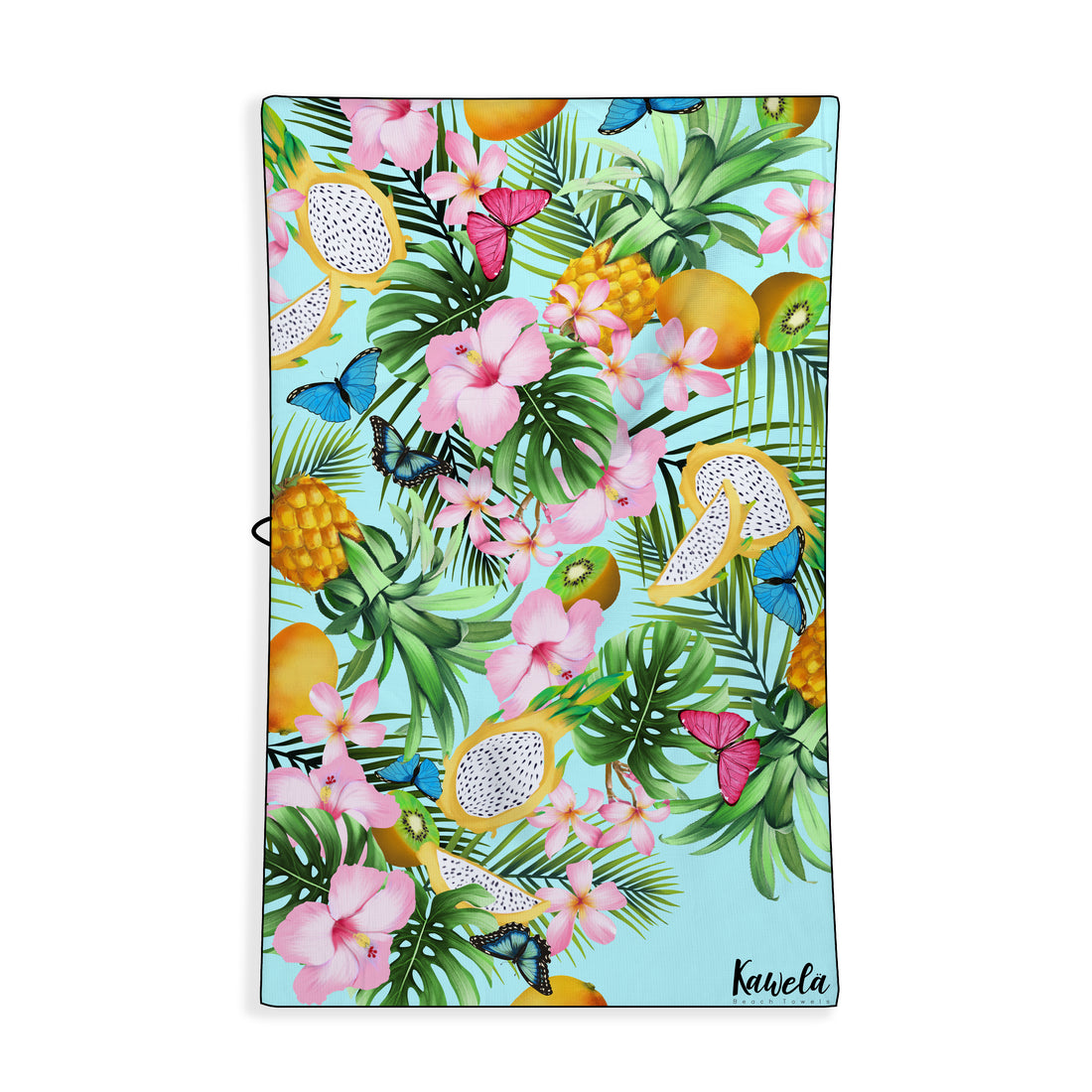 Serviettes de plage KAWELÄ Playa del Carmen avec motif coloré et doux, parfaites pour la plage ou la piscine.