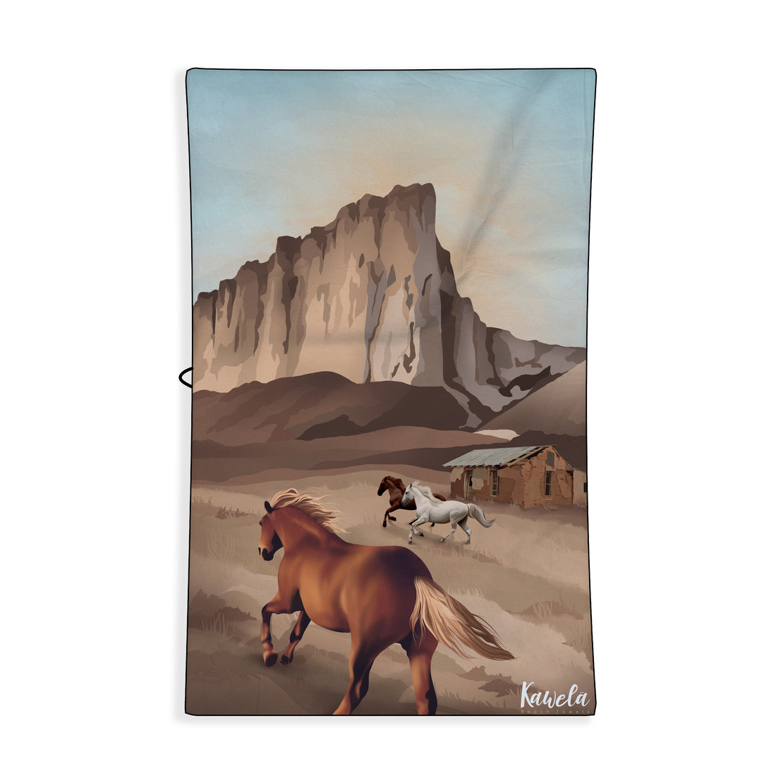 Serviette de plage Prescott de la marque Kawelä avec motif coloré et grande surface pour se détendre au bord de la mer.