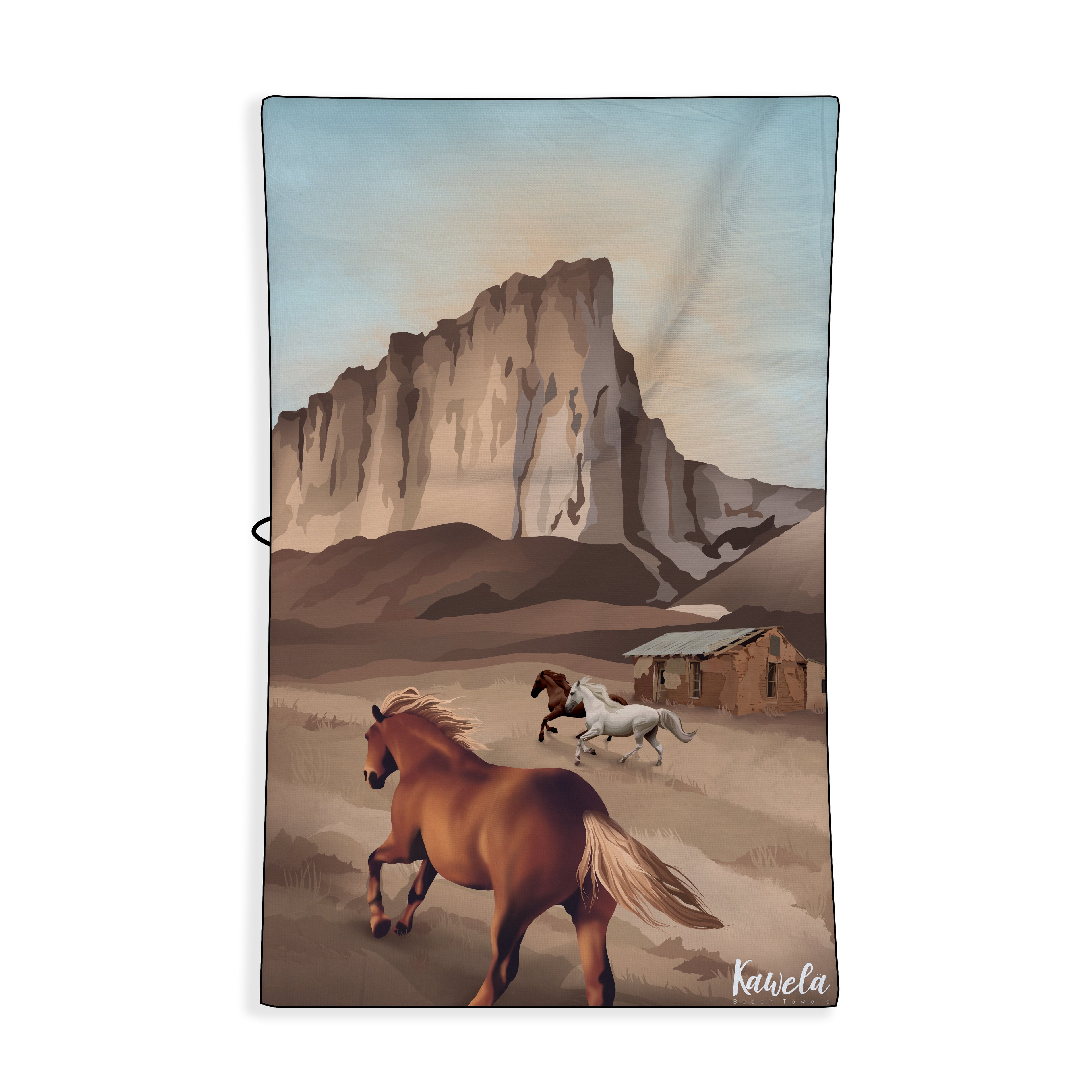 Serviette de plage Prescott de la marque Kawelä avec motif coloré et grande surface pour se détendre au bord de la mer.