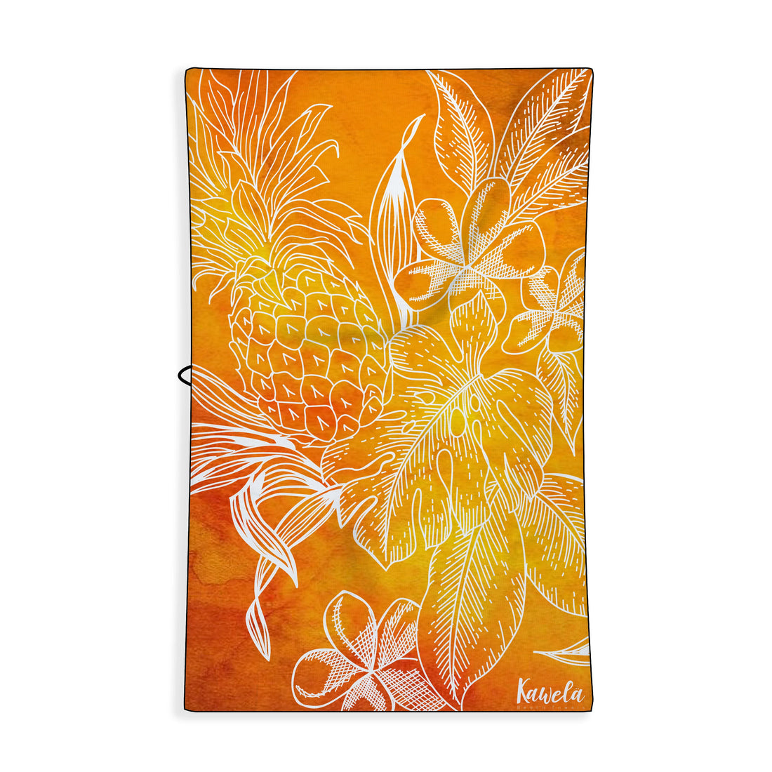Serviette de plage Santa Cruz de la marque Kawëlä avec design coloré et motif côtier, étendue et douce pour la plage.