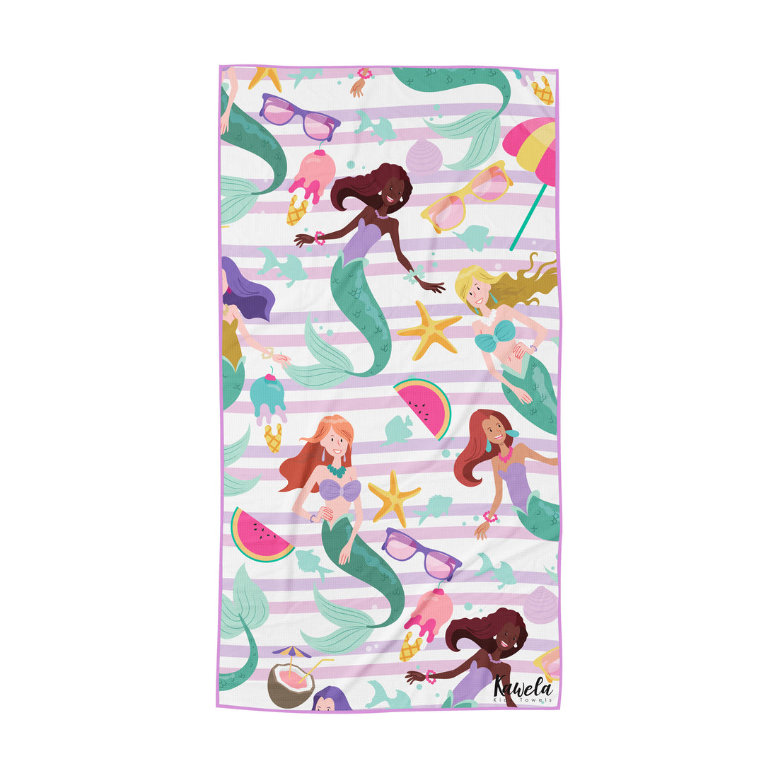 Serviettes pour enfants KAWELÄ Clearwater avec motifs colorés, idéales pour les repas ou activités ludiques.