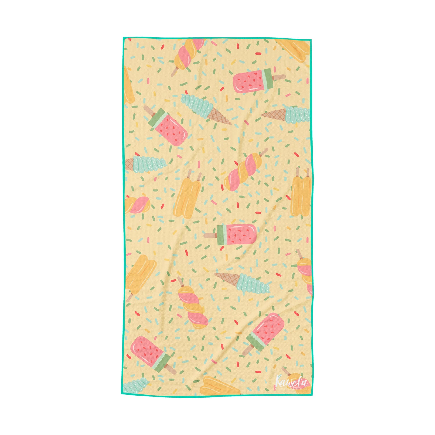 Serviettes pour enfant Key Largo de KAWELÄ avec motifs colorés, parfaites pour la plage ou la piscine.